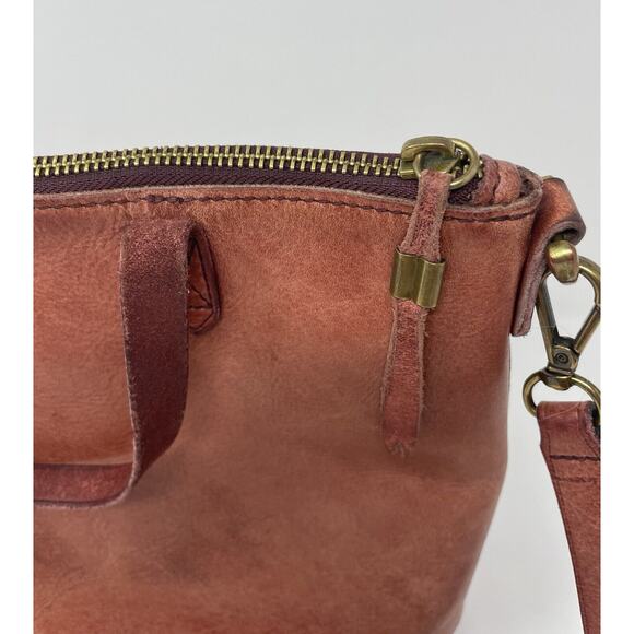 Madewell Mini Transport Tote Brick Red Leather Women's Hobo Purse Handbag - Picture 9 of 16